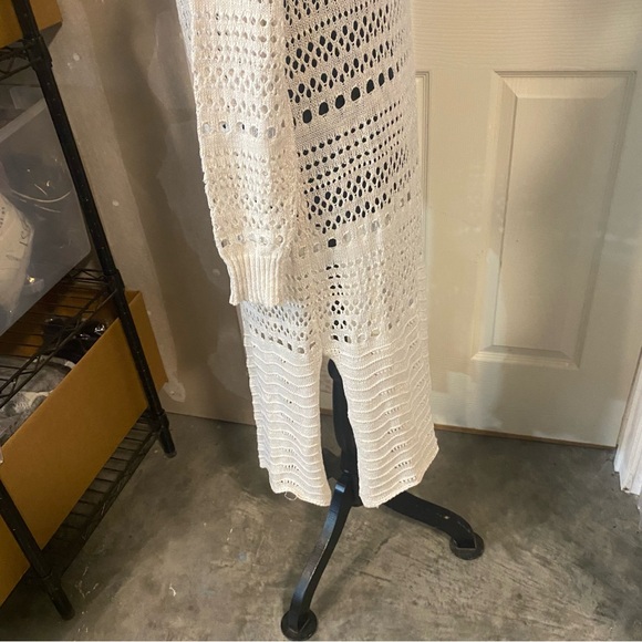 Moral Fiber Open Cardigan Large Women Embroidered Long Line Beige long sleeve - Picture 6 of 10